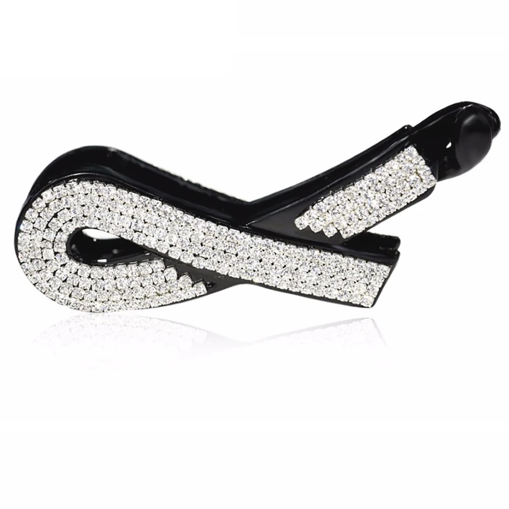 Блестящие стразы заколки черный для волос женщин банан коричневый аксессуары