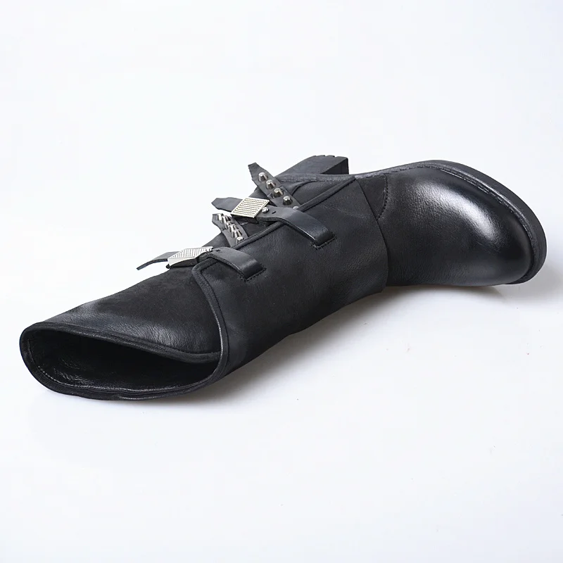 Prova Perfetto; черные женские сапоги для верховой езды; высокие женские сапоги ручной работы из натуральной кожи на не сужающемся книзу массивном высоком каблуке; женская обувь на резиновой подошве; Botas