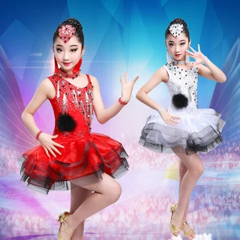 

2019 New Latin Tassel Dance Skirt For Children New Arrival Sexy Rumba Sumba Competition Dancing Wear Girls Latin Dance Dress