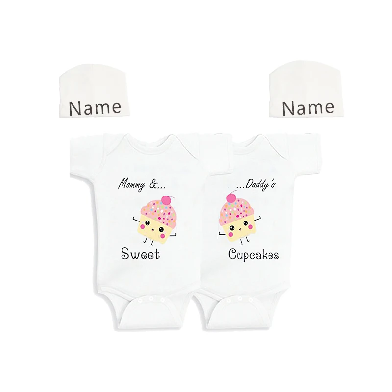 Culbutomind Mommys Daddys Sweet Cupcake Print Twins Outfit Twin Baby