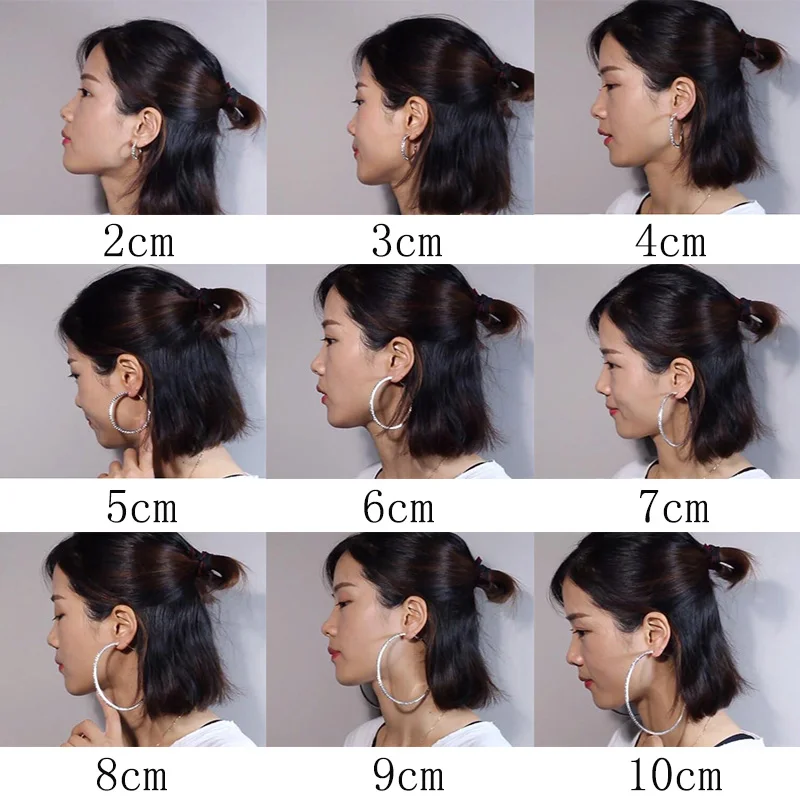 20-100 мм, большие серьги-кольца для женщин, инкрустация кристаллами, большие, классические, полные стразы, круглые серьги для девушек, ювелирные изделия для ушей