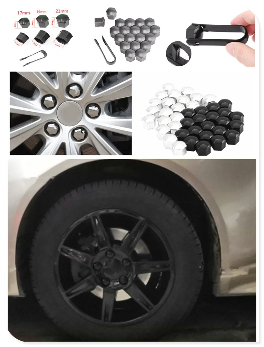 auto shape 20pcs car wheel cover screw protector nut dustproof 17 19MM for Mercedes Benz Generation GLE63 GLE450 C450 C350 A45