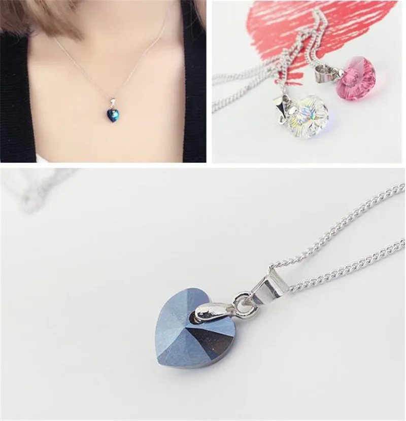 SHDEDE подвески в виде сердца, ожерелья с кристаллами от Swarovski, серебряная цепочка, колье для женщин, новинка, женский подарок+ 25774