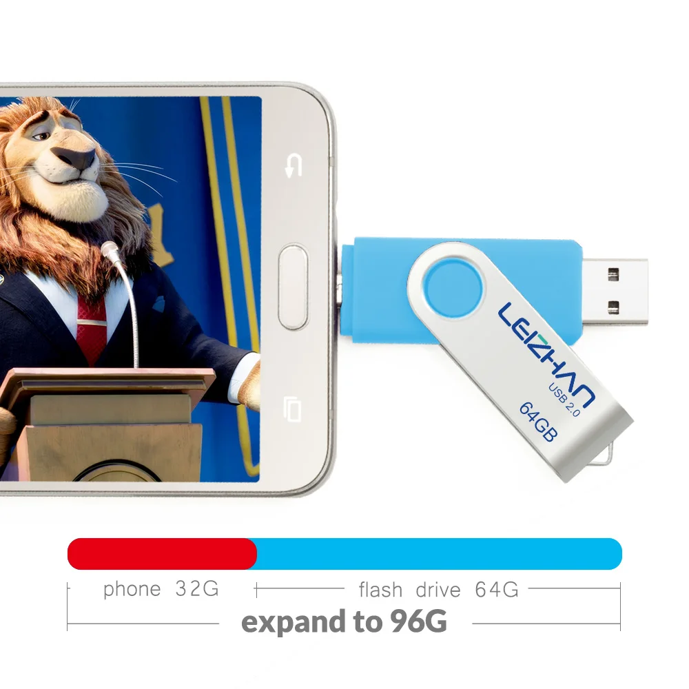 USB флеш накопитель LEIZHAN для Samsung Galaxy S7/S6/S5/S4/S3/Xiaomi/Meizu/HTC/Nokia/Moto/Huawei 128 ГБ 64 32 16 8 Гб|USB