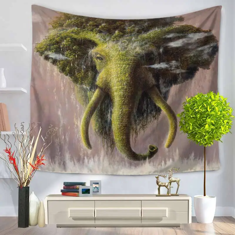 RUBIHOME Hanging Wall Tapestry 3D Design Animal Elephant Home Decor Yoga Beach Towel Throw Rug Blanket Camping Tent Travel Pad
