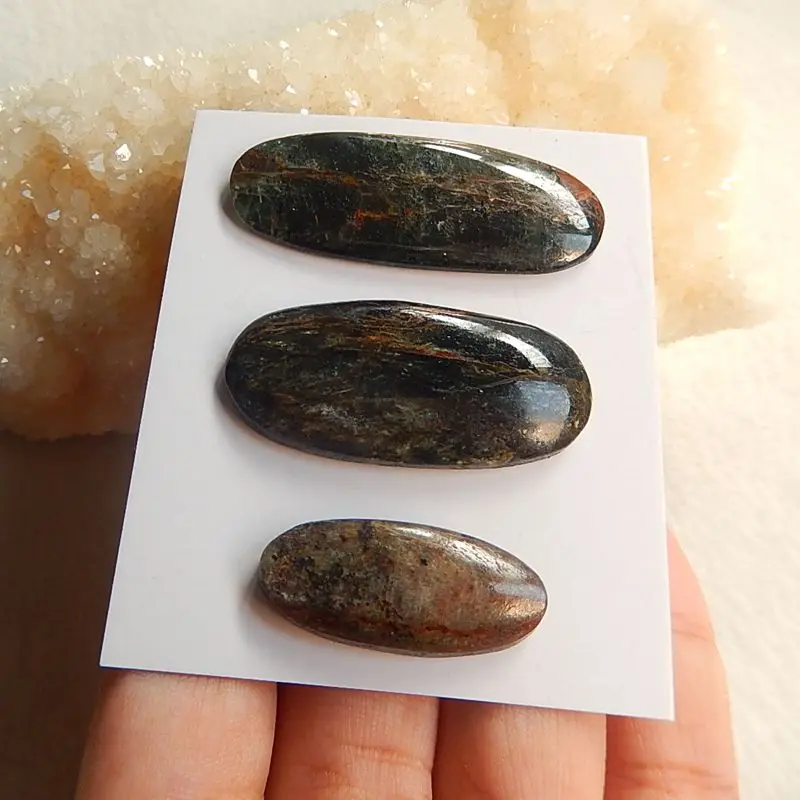 

New Design 3Pcs Green Kyanite Oval Shape Cabochon Setting 42x16x5mm 27x12x6mm 19.95g Natural Stone Trendy Jewelry Accessories