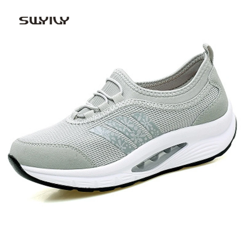 SWYIVY Women Toning Shoes Muffin Heel  Large Size41 Cushion Swing Shoes 2018 Mesh Breathable Lazy Slimming Shoes For Females