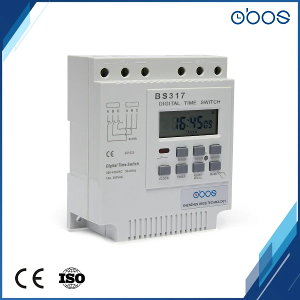 Трехфазный программируемый таймер марки OBOS 415VAC 25A din с 16 кратным