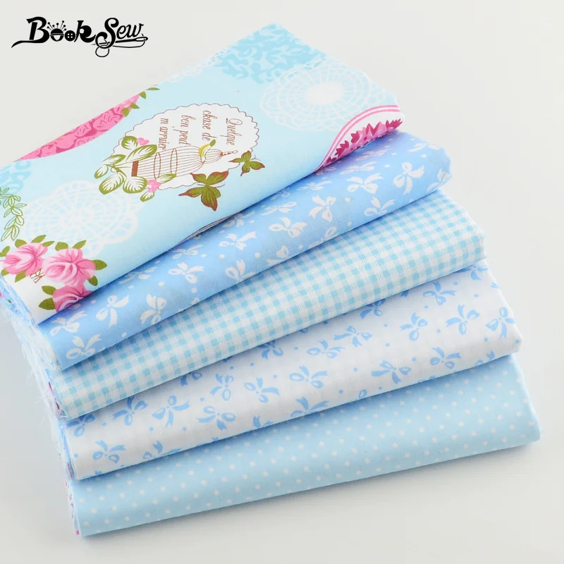 Booksew хлопчатобумажная ткань 5 шт./лот синий набор 40 см x 50 см жир четверти комплект лоскутное шитье постельное Тильда Telas лоскутное
