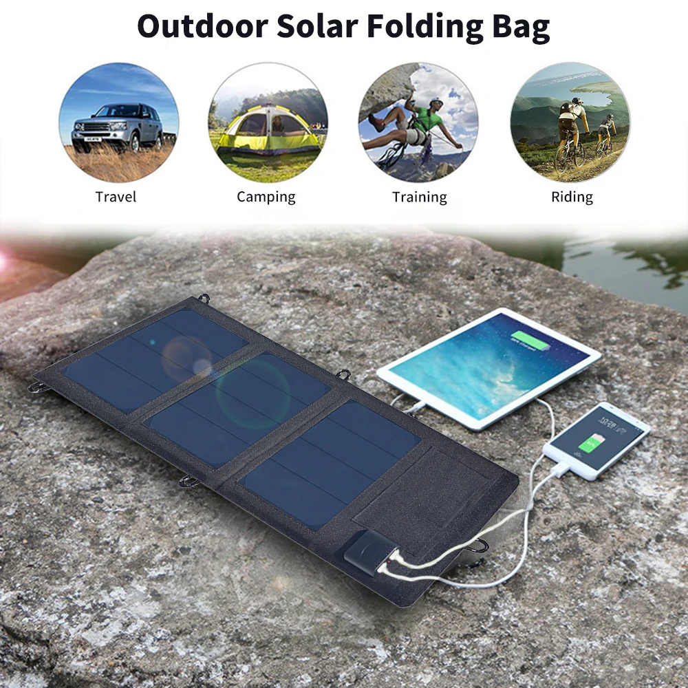 

Xinpuguang Solar Charger 12W 5V Foldable Portable Panel Camouflage Waterproof Mobile Power Bank Phone Battery Dual USB 5V 2A