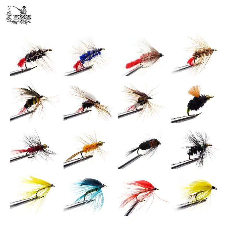 225pcs Wet Dry Fly Fishing Flies Lure Set Fly Tying Material Wet hand