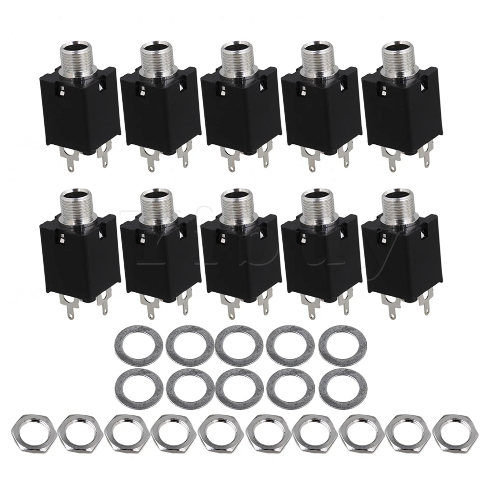 

Yibuy 10 X Chrome Finish 1/4" Jack For Electric Guitar Repairs