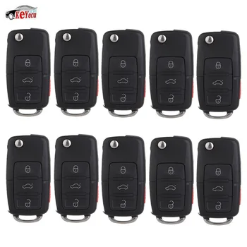 

KEYECU 10 Pcs/lot Replacement Folding Flip Remote Car Key 3+1 Button 315MHz ID48 Chip for Volkswagen 1J0 959 753 DC