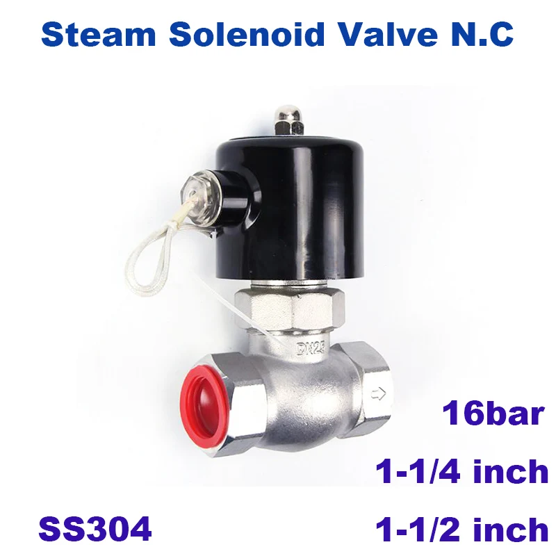 GOGO высокая температура 180C 2 way воздуха горячей воды электромагнитный клапан 1-1/4 дюйма 1-1/" нам PTFE нормально закрытый нержавеющая сталь паровой клапан