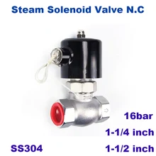 GOGO высокая температура 180C 2 way воздуха горячей воды электромагнитный клапан 1-1/4 дюйма 1-1/" нам PTFE нормально закрытый нержавеющая сталь паровой клапан