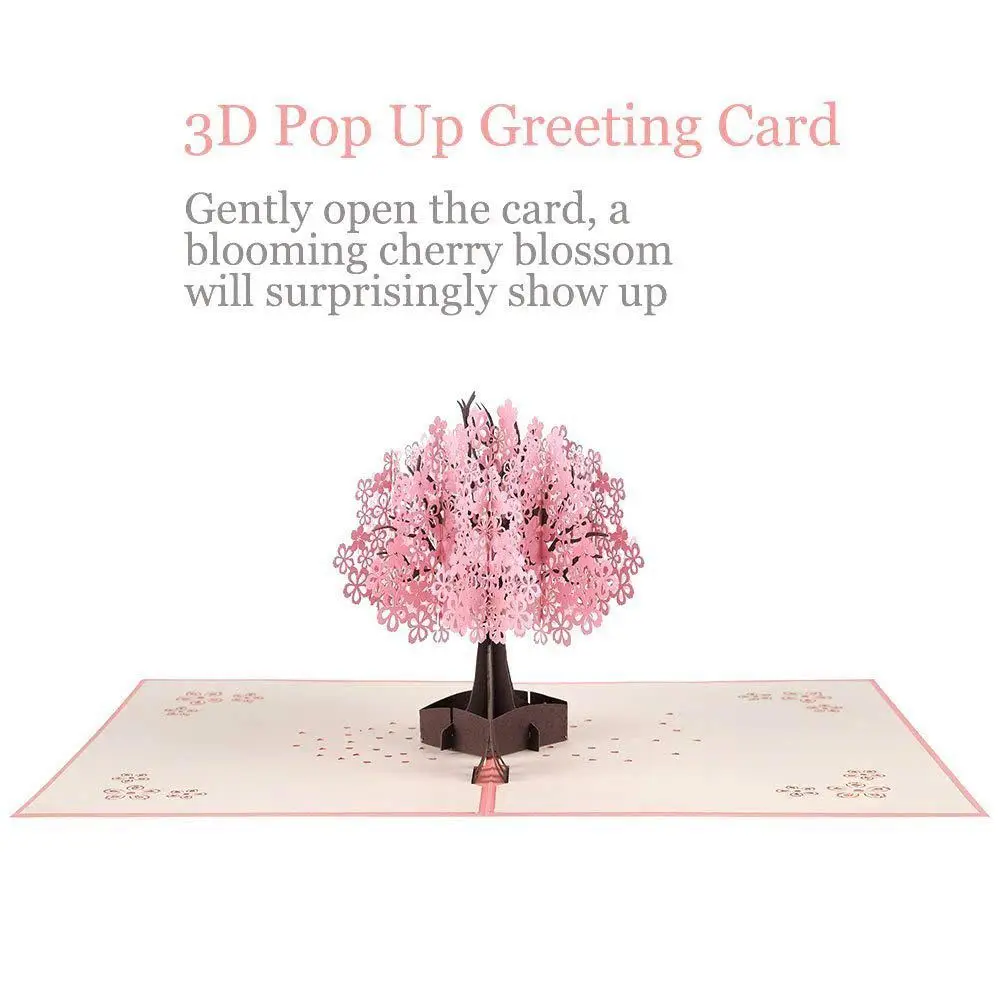 3D Greeting Cards Pop up Card for Cherry Blossom Mother's Day and Birthday, Graduation and Romance Card