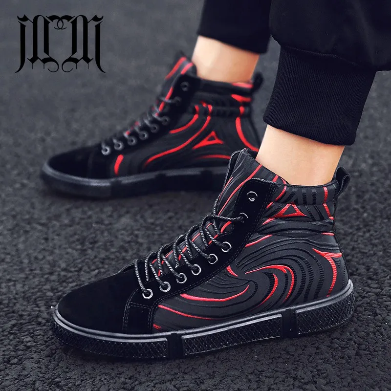 

MUMUELI Black Red 2018 Designer Casual Breathable Shoes Men High Top Quality Fashion Luxury Flat Ultra Boost Brand Sneakers A93