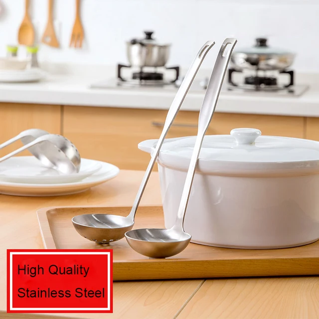 SADEKIRAY Thicken Stainless Steel Ladle Spoon Big Soup Ladle Useful