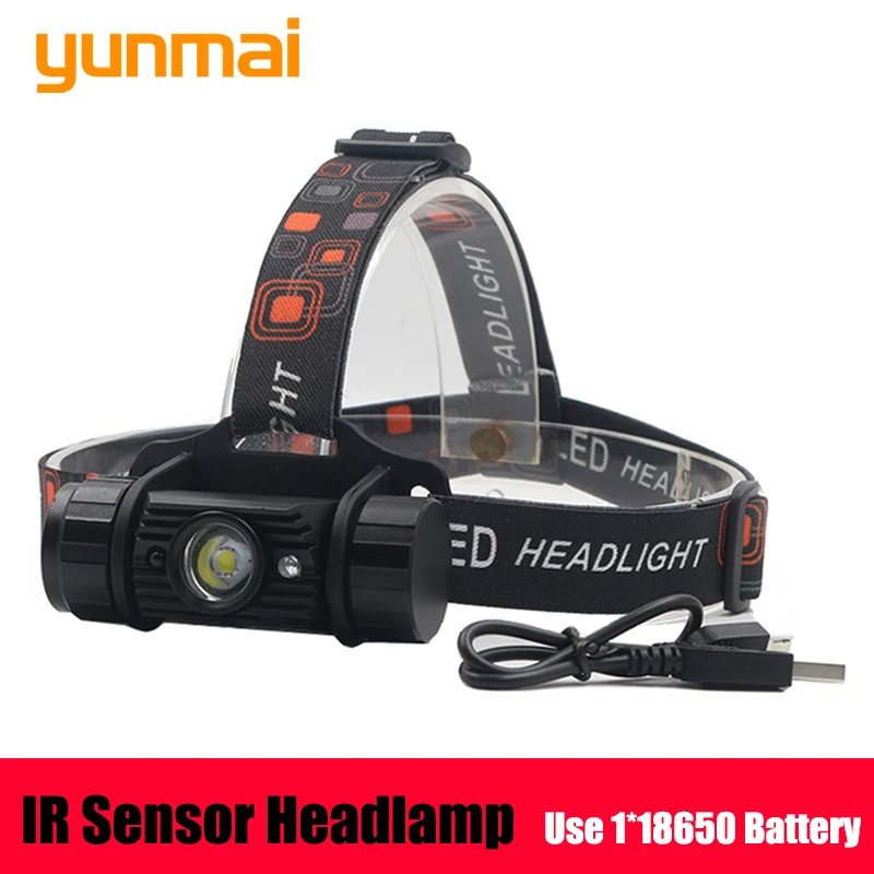 

Z20yunmai 9011 Mini IR Sensor Headlight Induction USB Rechargeable Lantern Headlamp Flashlight Head Torch by 18650 Batterry