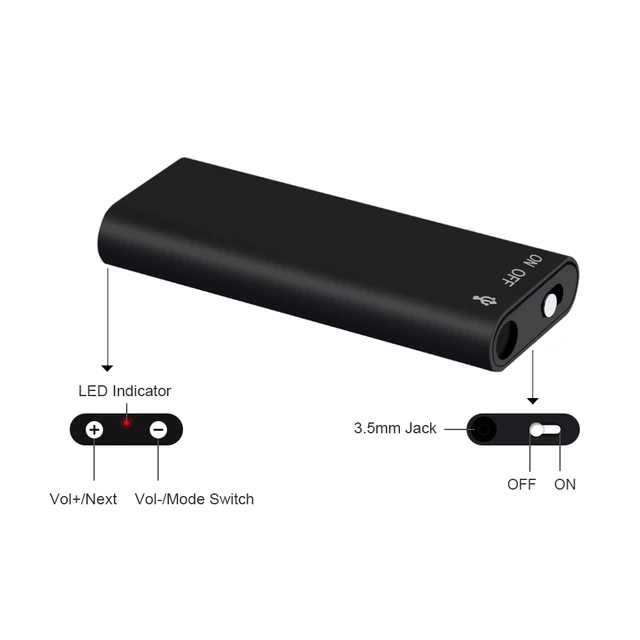 CHIPAL Voice Recorder Global Smallest 8GB Professional Recorder Digital Audio Mini Dictaphone + MP3 Player + USB Flash Drive