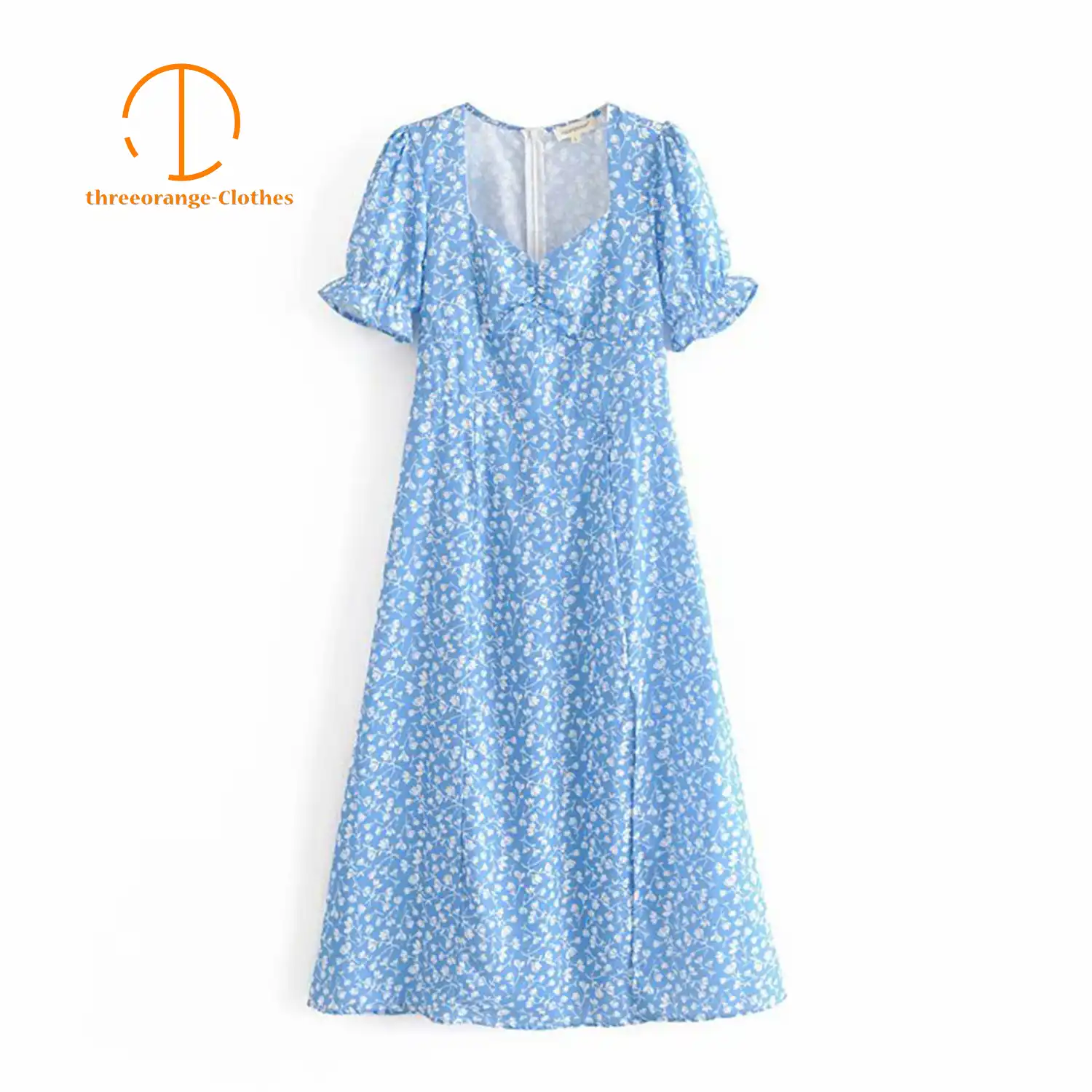 blue and white floral sundress