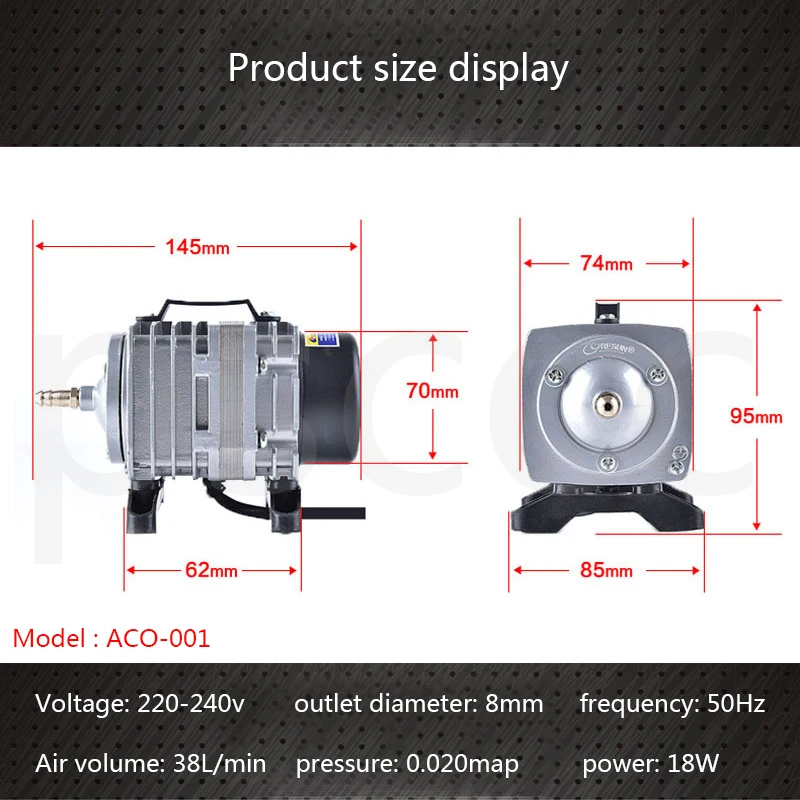 Аквариум ресун ACO-001 Высокое качество 18 Вт 38л/мин аквариум морепродукты пруд компрессор электромагнитный воздушный насос