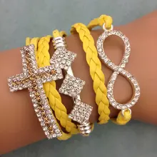 1 шт. бесконечно ручная работа браслет. металл очарование, воск шнур, кожаный браслет, модный драгоценный браслет 3629