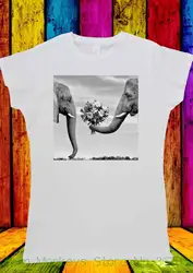 Для женщин футболка Романтический Слоны дарите цветы футболка Для мужчин Для женщин унисекс 1492 футболки короткий рукав