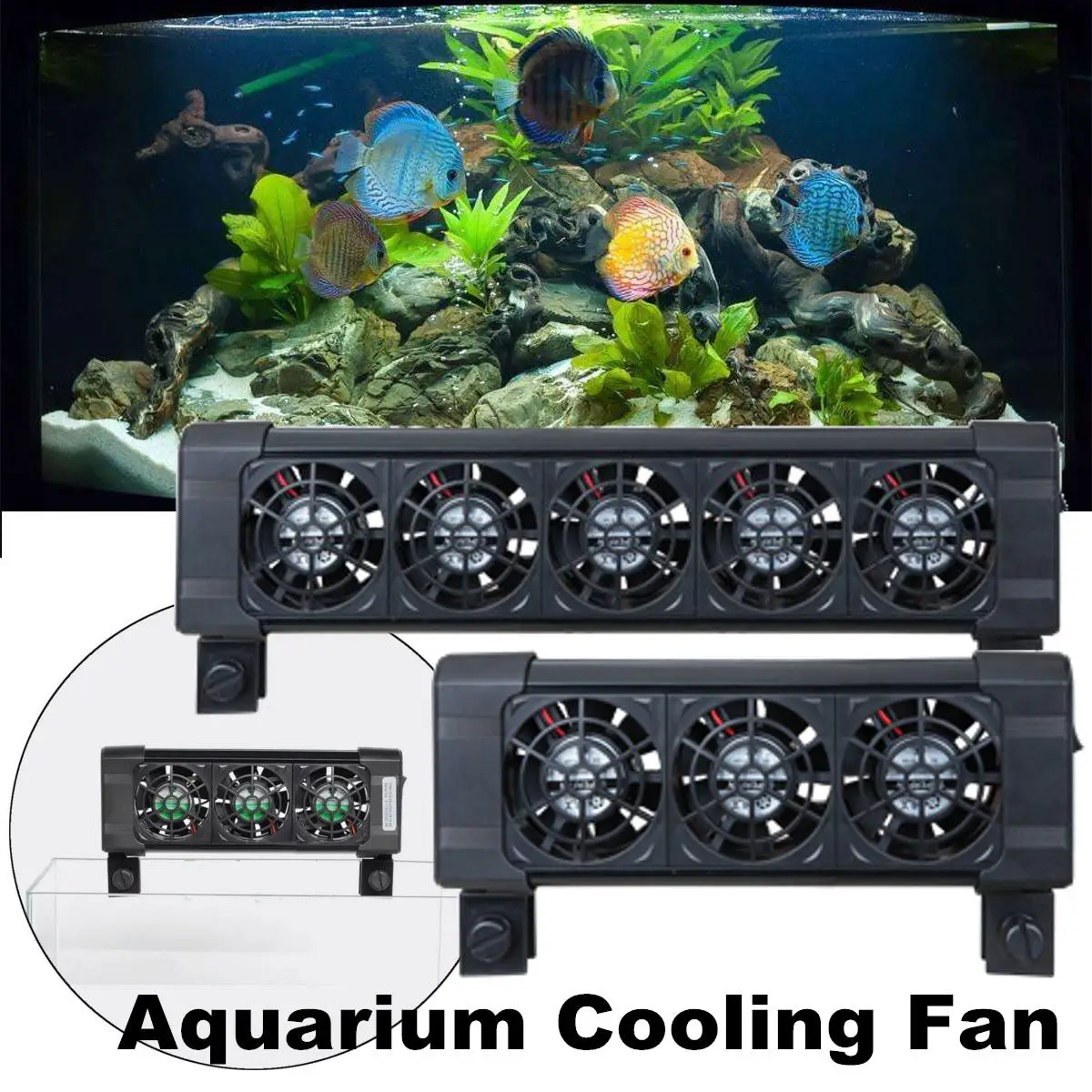 

3/5 Heads Low Power Consumption Chillers Cooling Fan Fish Tank Marine Ponds Temperature Controller 360 Rotating Mounter 110-240V