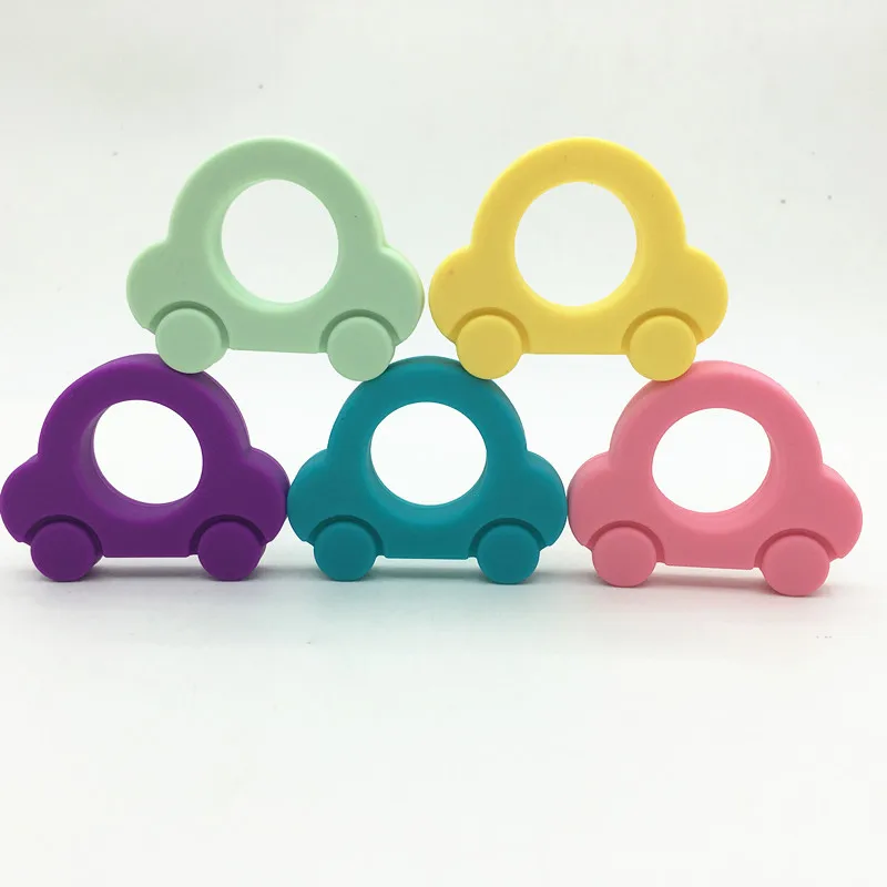 

NEW! 10pcs/lot Mix colors Silicone mini Car Pendant DIY Teether Toy Teething Necklace Baby chew Toy BPA Free Food Grade Silicone