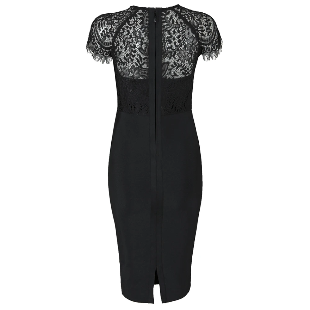 Летнее женское Бандажное платье, Vestidos, сексуальное, белое, черное, кружевное, с коротким рукавом, с вырезом, Клубное платье, вечернее платье