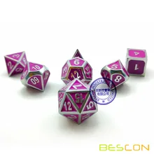 Bescon Deluxe креативные блестящие серебряные и фиолетовые эмалированные твердые металлические многогранные ролевые игры игра в кости Набор из 7