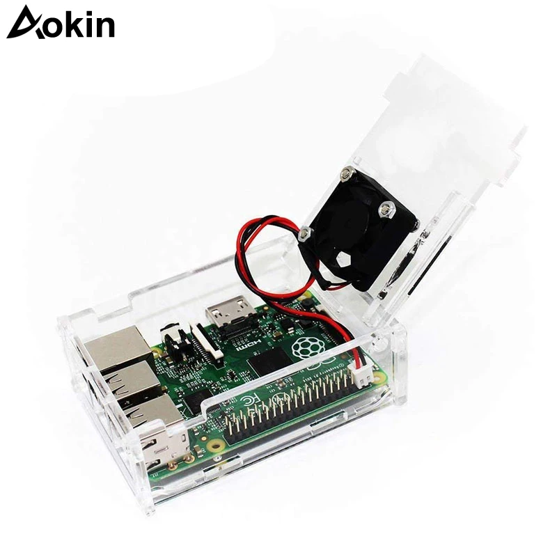 

For Raspberry Pi 3 B+ Case,Acrylic Case Transparent Box Cover Shell With Cooling Fan For Raspberry Pi 3 B+/3/2/ B+