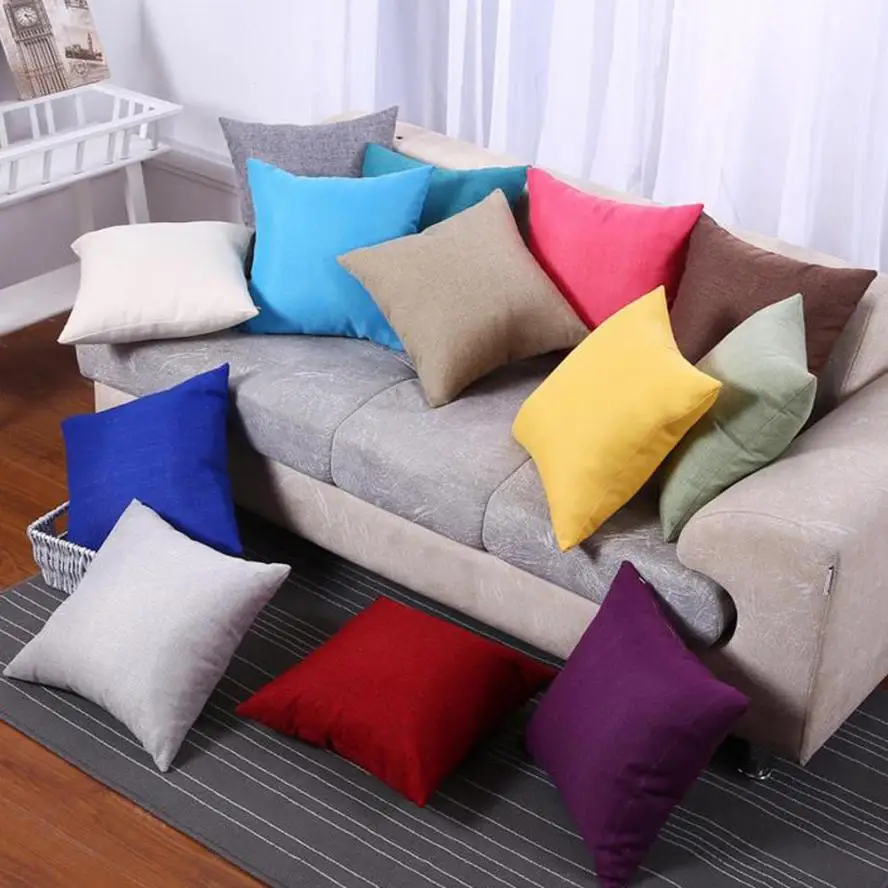 

decorative cushion covers Solid Simple Fashion Throw Pillow Cases Cafe Sofa cushion cover pillow case 45*45 #40