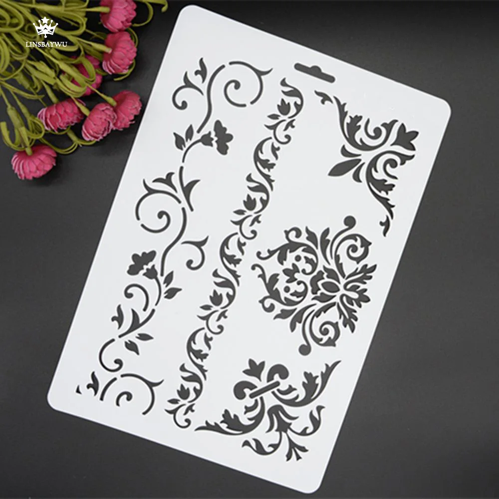 

Hot Reusable Stencil Airbrush Painting Art DIY Home Decor Scrapbooking Album Craft Flower Layering Stencils Coffee Cake Mold