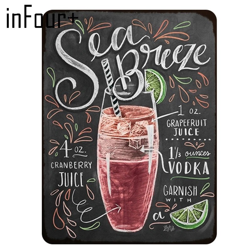 

Sea Breeze Recipe Retro Vintage Metal Tin Sign Bar Pub Wall Decor Metal Sign Home Decor Tin Sign Retro Metal Plaque Metal Plate