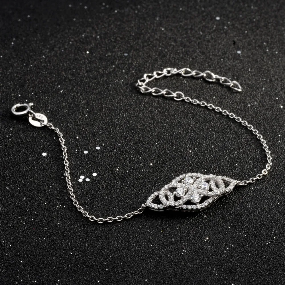 

Bella Fashion 925 Sterling Silver Art Deco Infinity Bridal Bracelet Cubic Zircon Teardrop Bracelet For Wedding Party Jewelry