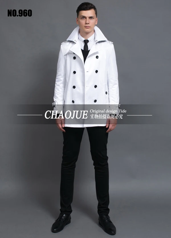 CHAOJUE Пальто Тренч для мужчин европейский бренд мода средней длины Белый Тренч мужской Тонкий Повседневный Бизнес бушлат красное пальто