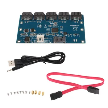 

SATA 1 to 5 Card Hub PM Router Port Multiplier Riser Card Splitter Storage Adapter JMB321 Chipset