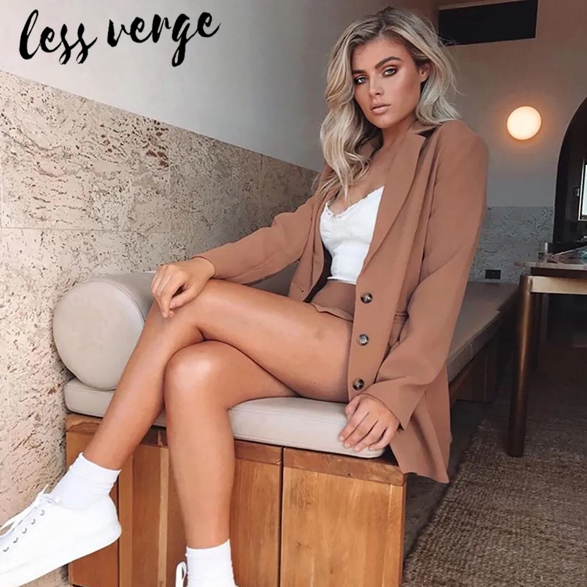 lessverge Brown button women blazers and jackets Fall notched office lady outerwear blazer casual long sleeve mujer coat 2019 lessverge Brown button women blazers and jackets Fall notched office lady outerwear blazer casual long sleeve mujer coat 2019