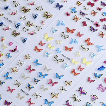 

3D Nails Stickers 30Sheets Gold Butterfly Decoration Nails Sticker FAM1-15 Self-adhesive Sticker Decals for nail art Accessories