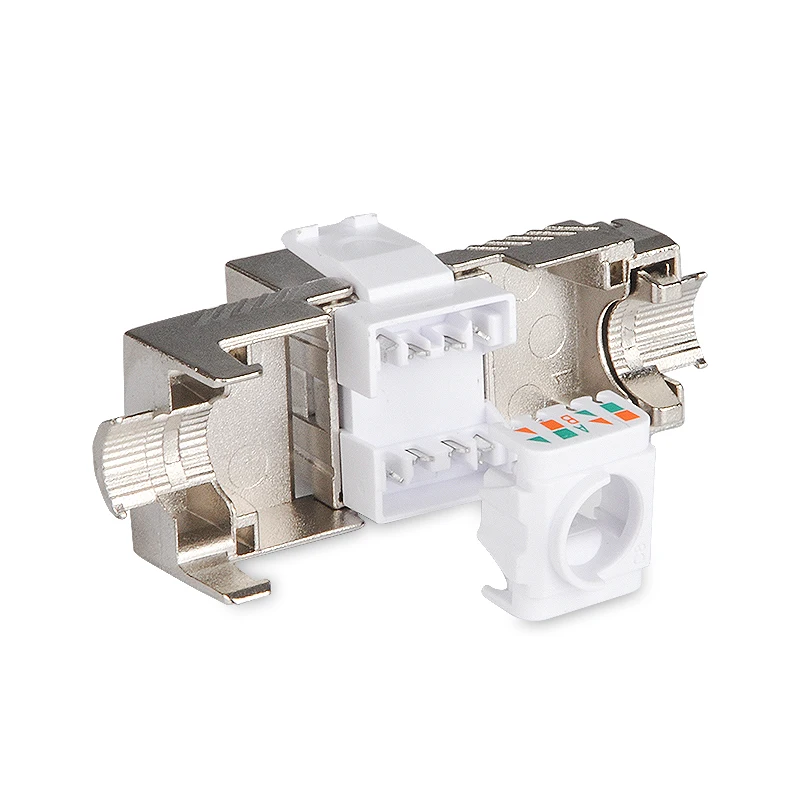네트워크 RJ45 CAT8 키스톤 잭 모듈 소켓, 완전 차폐 툴리스 타입 지지대, 40G, 2000MHz, PoE ++ 100W 지원
