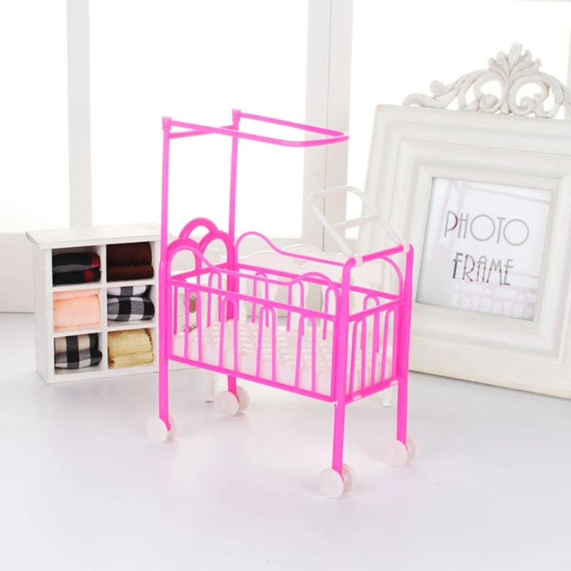 

Small Dolls Bed with Mosquito Net Girls Toy Super Cute Bed Doll Sweet Crib&Mosquito Accessories