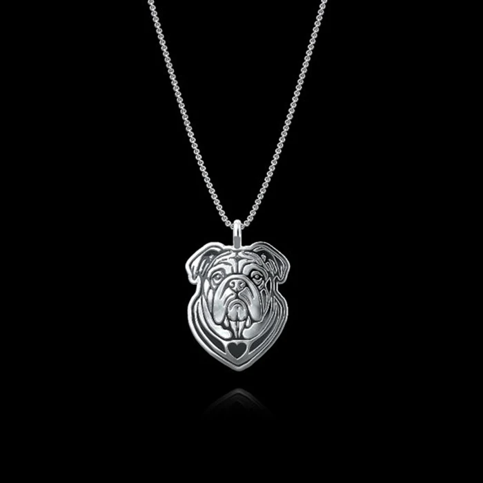 Handmade English Bulldog Jewelry. Sterling Silver pendant and necklace
