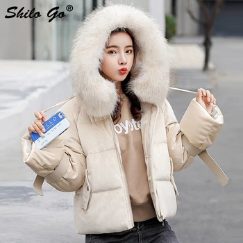 

SHILO GO Gold velvet Vintage hooded fur colllar women parkas coat Winter zipper belt lace up cotton warm coat thicken outwear