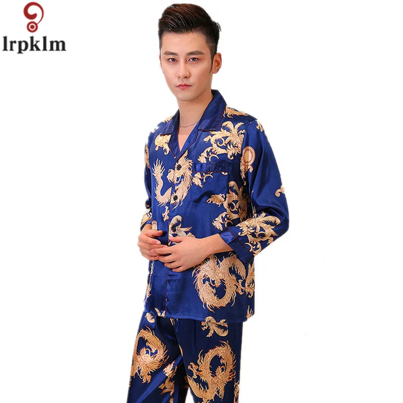 New Men Pajamas Sets Comfortable Men's Sleepwear V Neck Smooth Male