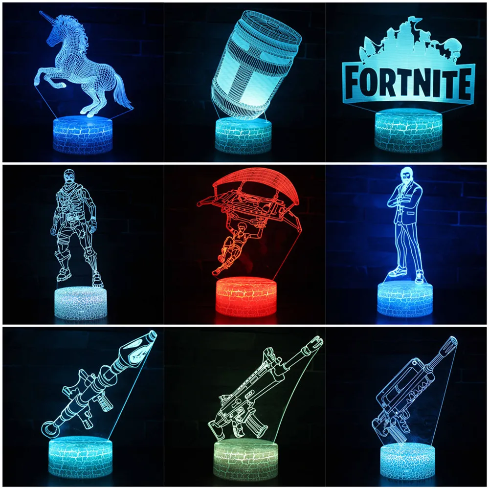 

New 3D Fortnlte Castle night unicorn Led Night Lamp Touch / Remote Control 7-color RGB Table Lamp Creative Gift Lamp