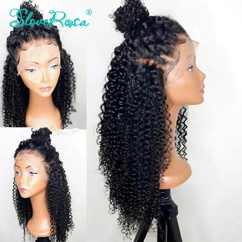 

Brazilian Kinky Curly Lace Front Wigs For Black Women Remy Human Hair Pre Plucked With Baby Hair Bleach Knots Slove Rosa