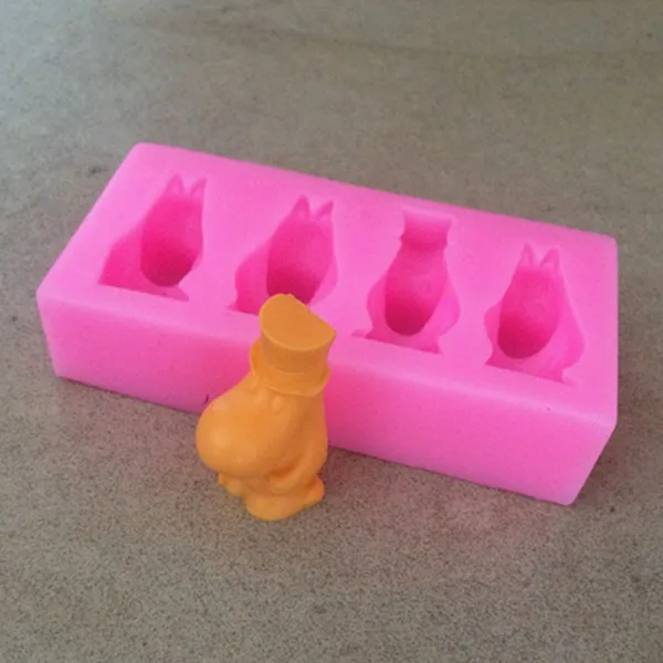 

Wholesale/retail,free shipping ,4 hole hippo clay pottery mould silicone cake mold soap mold FM