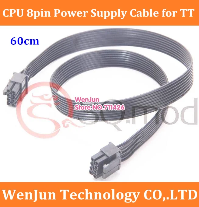 

NEW 60CM 18AWG ribbon cable CPU Modular 8Pin to 8(4+4)-Pin Motherboard Power Supply Cable for TT PSU